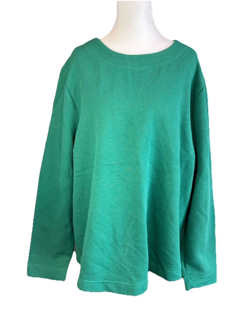 Croft & Barrow Women’s Top Size XXL Green Boatneck Peacock Long Sleeve NWT